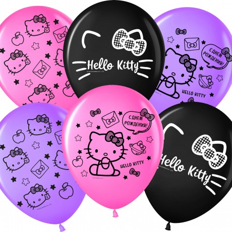 Воздушные шары "С Днем рождения Hello Kitty"